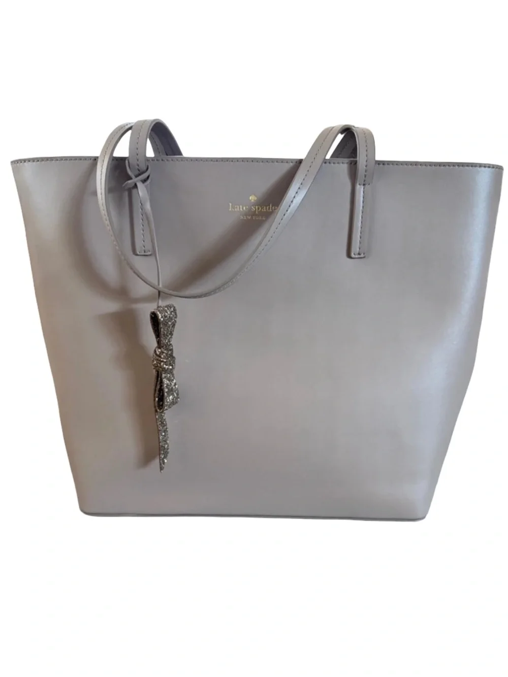 Kate Spade Karla Cityscape Gray Smooth Leather Tote Seton NWT $299